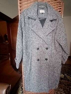 UNIVERSAL THREAD GREY & WHITE TWEED DOUBLE-BREASTED COAT